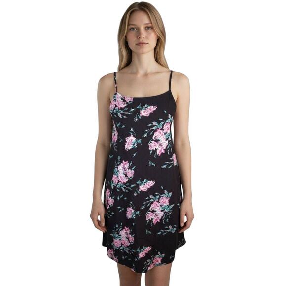 VANS BLACK & PINK FLORAL DRESS SZ.S EUC. - Picture 1 of 7
